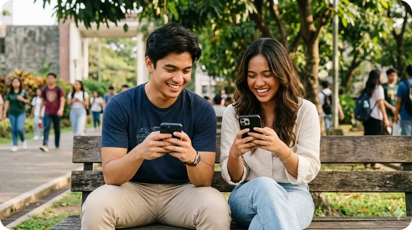 Filipino youth using Youth Champions on their phones